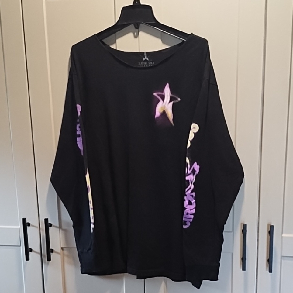 Jeffree Star Black Long Sleeve Tee with Purple and Pale Yellow Star